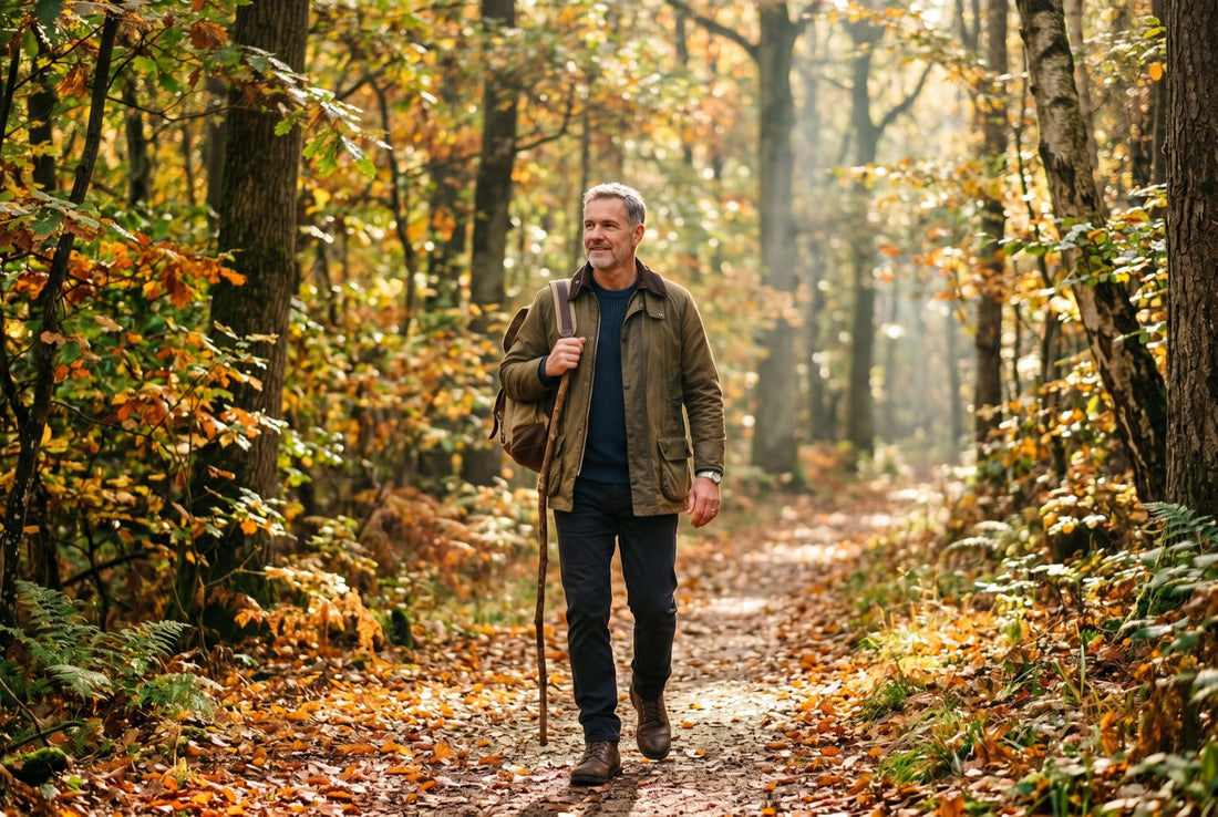 Mann im Herbstwald – Prostata natürlich unterstützen