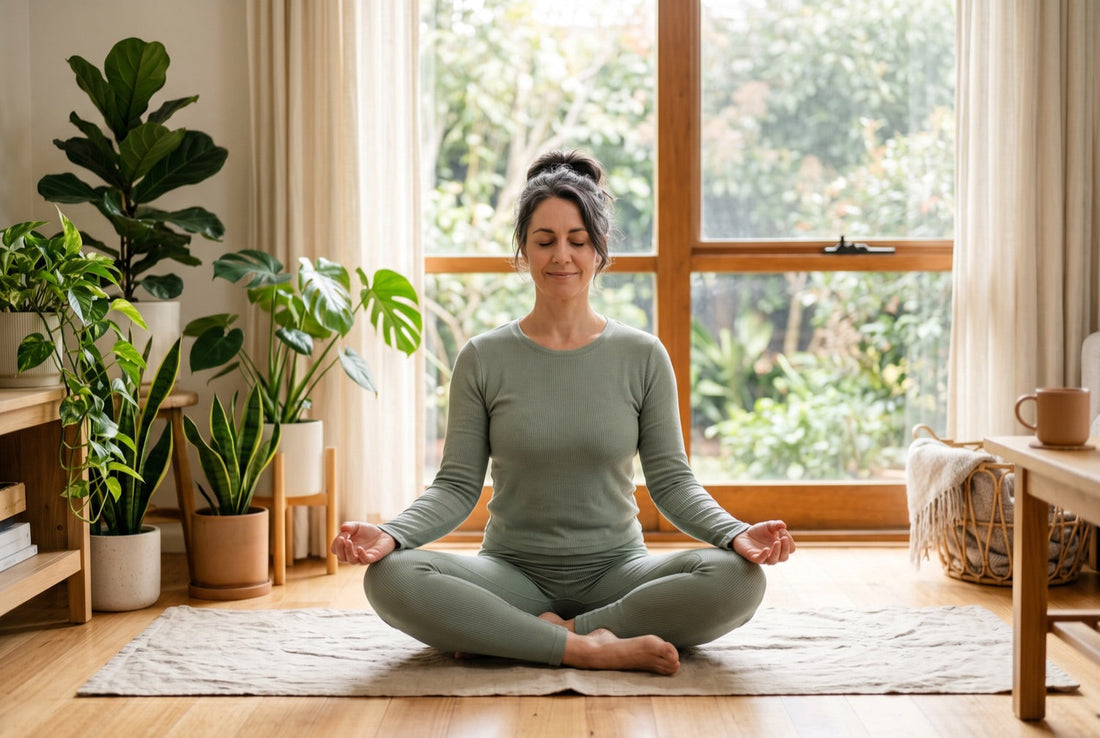 Frau beim morgendlichen Yoga – Wechseljahre natürlich begleiten