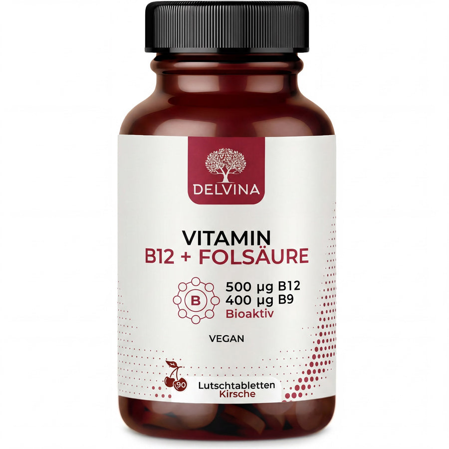 Delvina Vitamin B12 + Folsäure Lutschtabletten Produktbild