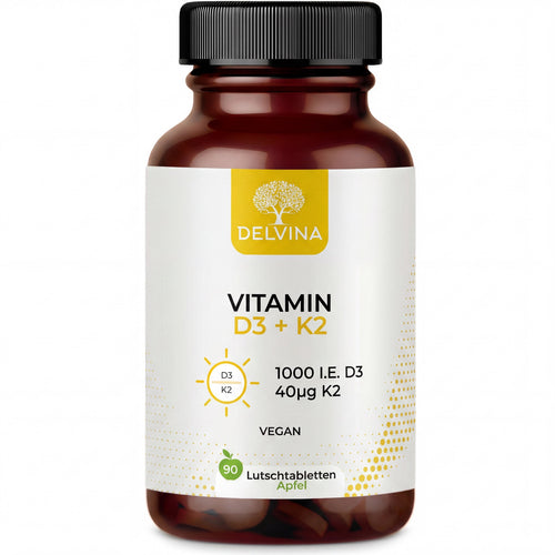 Vitamin D3 + K2 Lutschtabletten - Apfel