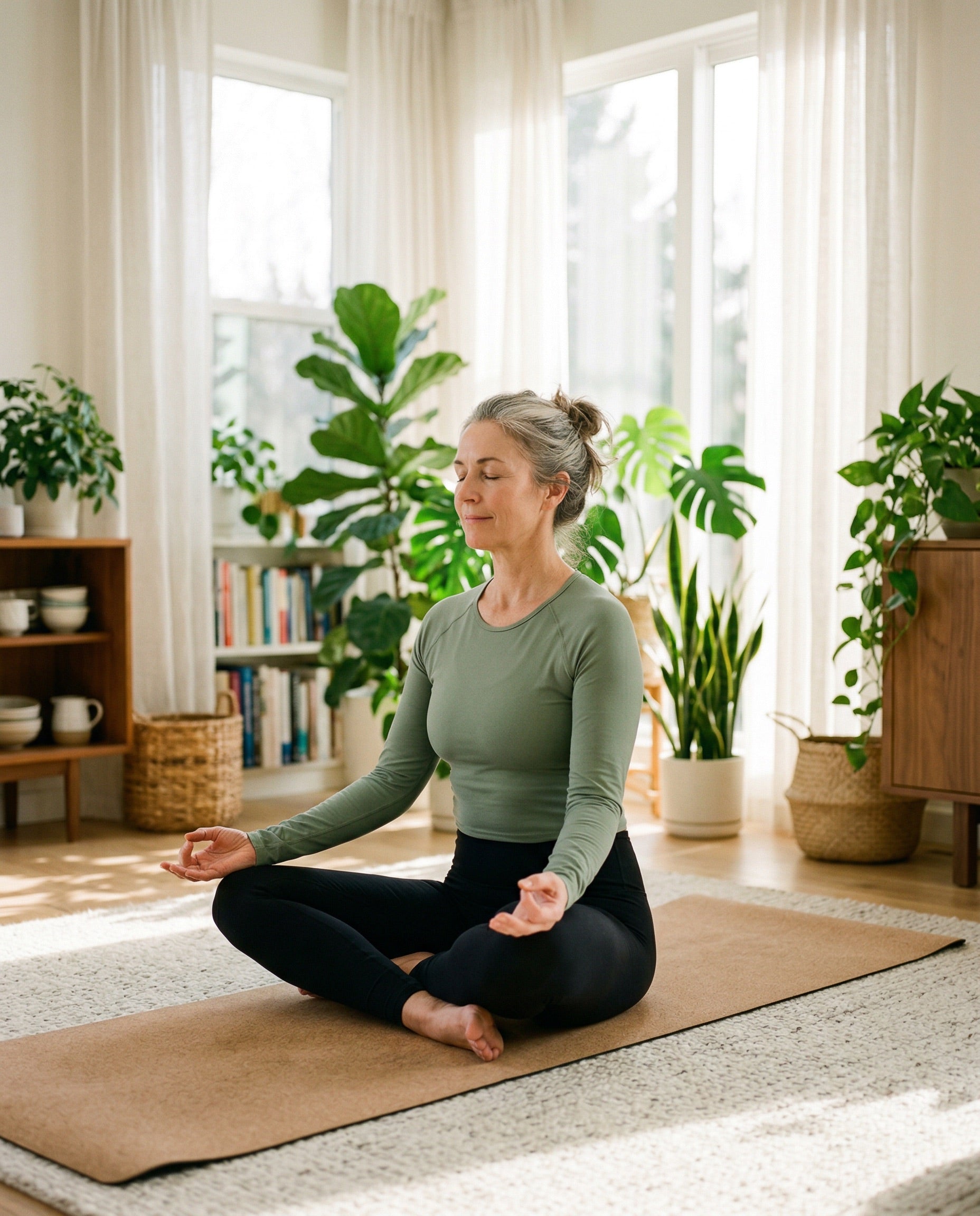 Frau bei Yoga und Meditation – Hormonelle Balance auf natürliche Weise
