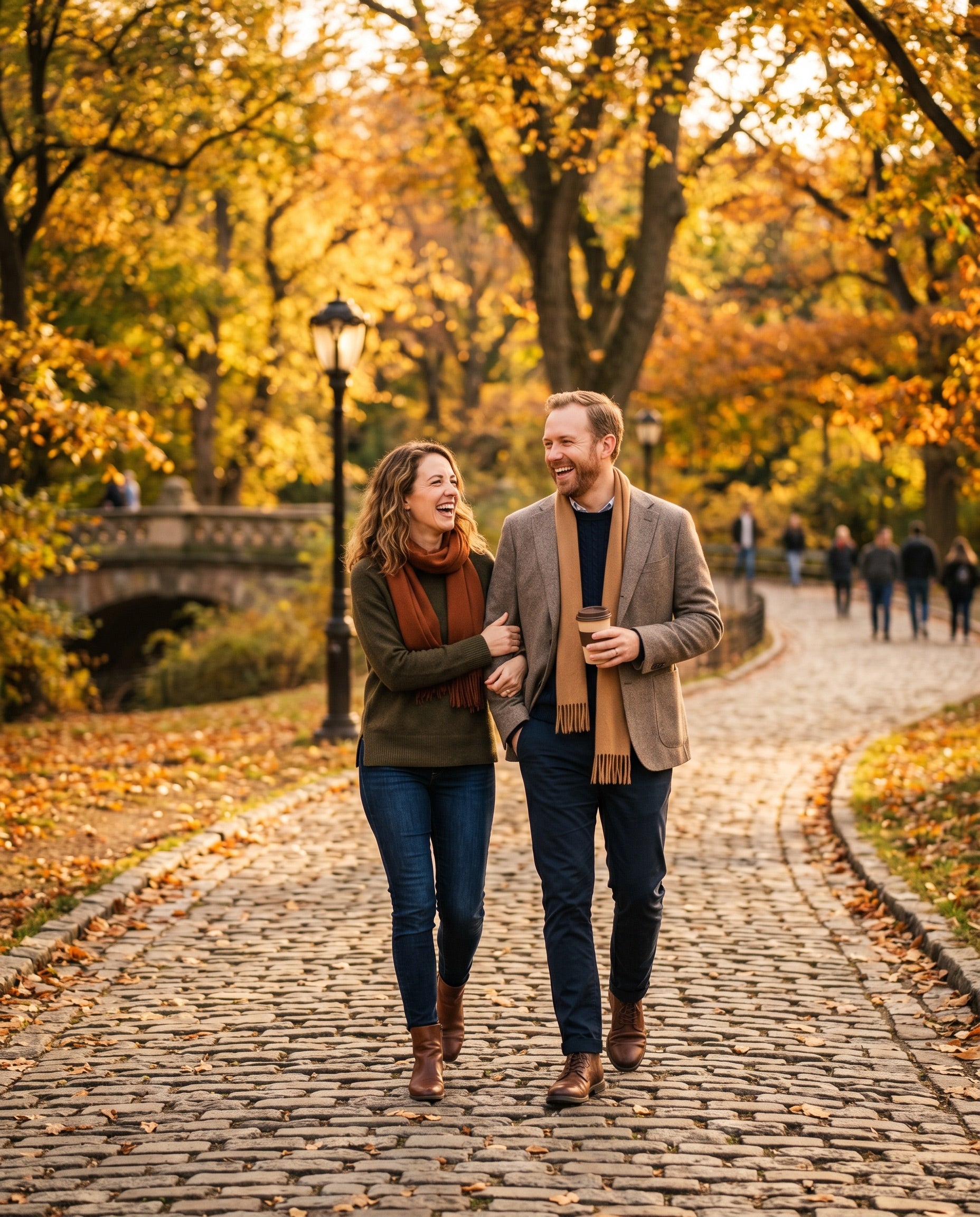 Paar beim Spaziergang im herbstlichen Park — Delvina Lifestyle
